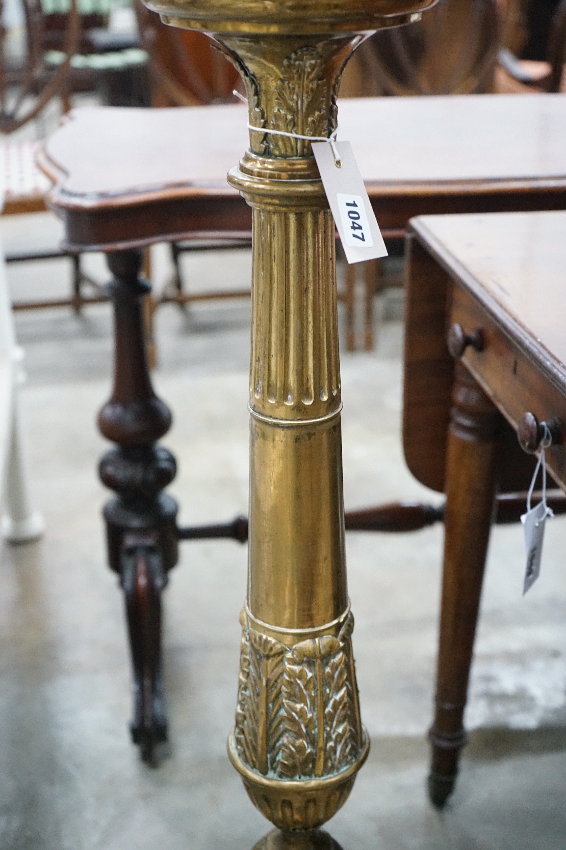 An 18th century style brass standard lamp, height 99cm